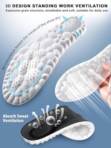 4D Cloud Einlegesohlen für Herren und Damen – Memory Foam, Stoßdämpfung, Sportschuheinlagen Größe 13 (Schwarz, Herren 8-13)