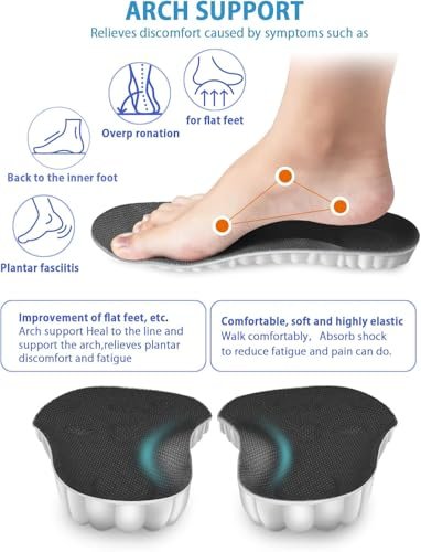 4D Cloud Einlegesohlen für Herren und Damen – Memory Foam, Stoßdämpfung, Sportschuheinlagen Größe 13 (Schwarz, Herren 8-13)