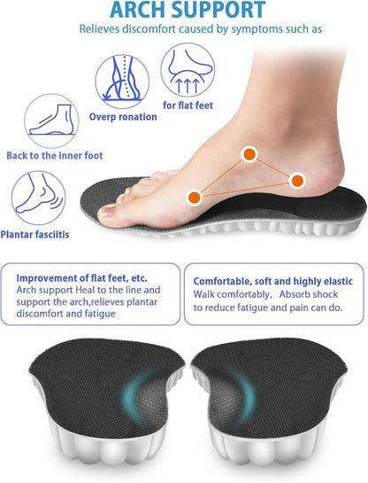 4D Cloud Einlegesohlen für Herren und Damen – Memory Foam, Stoßdämpfung, Sportschuheinlagen Größe 13 (Schwarz, Herren 8-13)