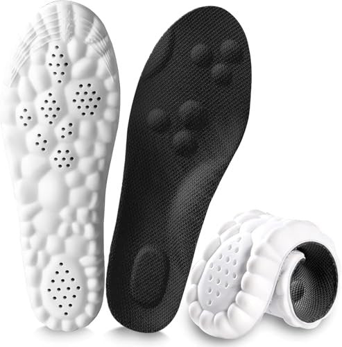 4D Cloud Einlegesohlen für Herren und Damen – Memory Foam, Stoßdämpfung, Sportschuheinlagen Größe 13 (Schwarz, Herren 8-13)