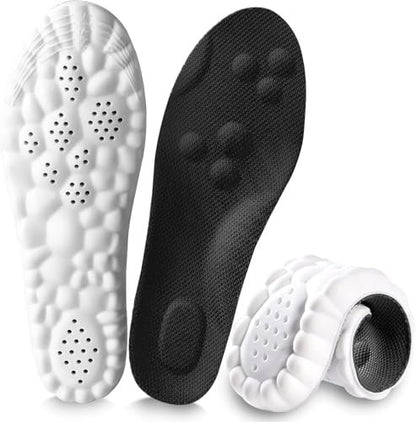 4D Cloud Einlegesohlen für Herren und Damen – Memory Foam, Stoßdämpfung, Sportschuheinlagen Größe 13 (Schwarz, Herren 8-13)