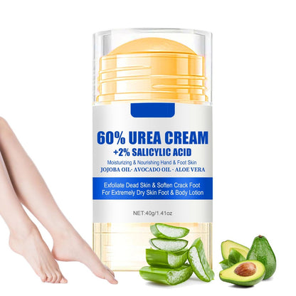Urea Creme 60 Prozent für Füße, maximale Stärke, Fußcreme mit 2% Salicylsäure, Fußlotion, Hornhautentferner für trockene, rissige Fersen, spendet Feuchtigkeit und macht trockene Haut weich, peelt abgestorbene Haut