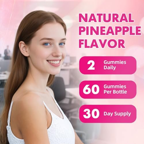 Saajoor Frauen Probiotikum Slippery Elm Gummies – Unterstützt pH-Balance, Verdauungs- und Immunsystem, natürlicher Ananasgeschmack, 60 Stück