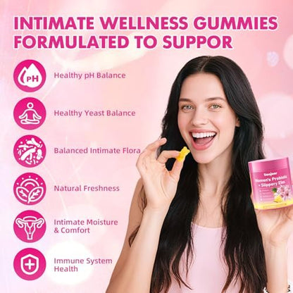 Saajoor Frauen Probiotikum Slippery Elm Gummies – Unterstützt pH-Balance, Verdauungs- und Immunsystem, natürlicher Ananasgeschmack, 60 Stück