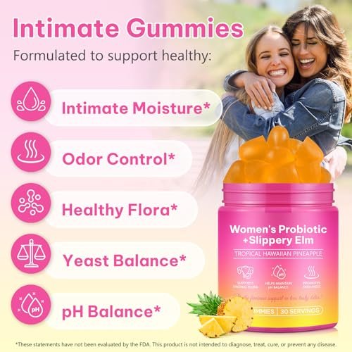 Rulviou Probiotische Gummibärchen für Frauen – Vaginale Gesundheit, pH-Balance & Immununterstützung, Ananasgeschmack, 60 Stück