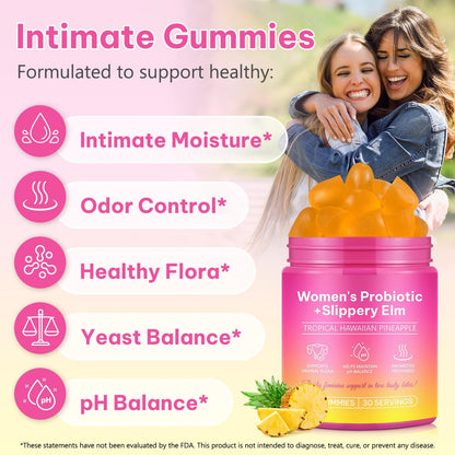 Rulviou Probiotische Gummibärchen für Frauen – Vaginale Gesundheit, pH-Balance & Immununterstützung, Ananasgeschmack, 60 Stück