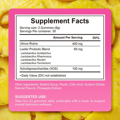Rulviou Probiotische Gummibärchen für Frauen – Vaginale Gesundheit, pH-Balance & Immununterstützung, Ananasgeschmack, 60 Stück