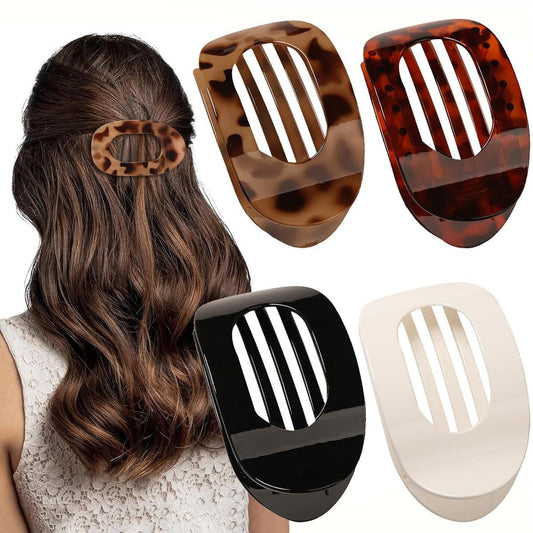 Flache Haarklammern für Frauen – Hailoyearn Haarclips, flache Krallenclips für dickes/dünnes Haar, lässige vielseitige einfarbige flache Haarklammer, schlicht elegant