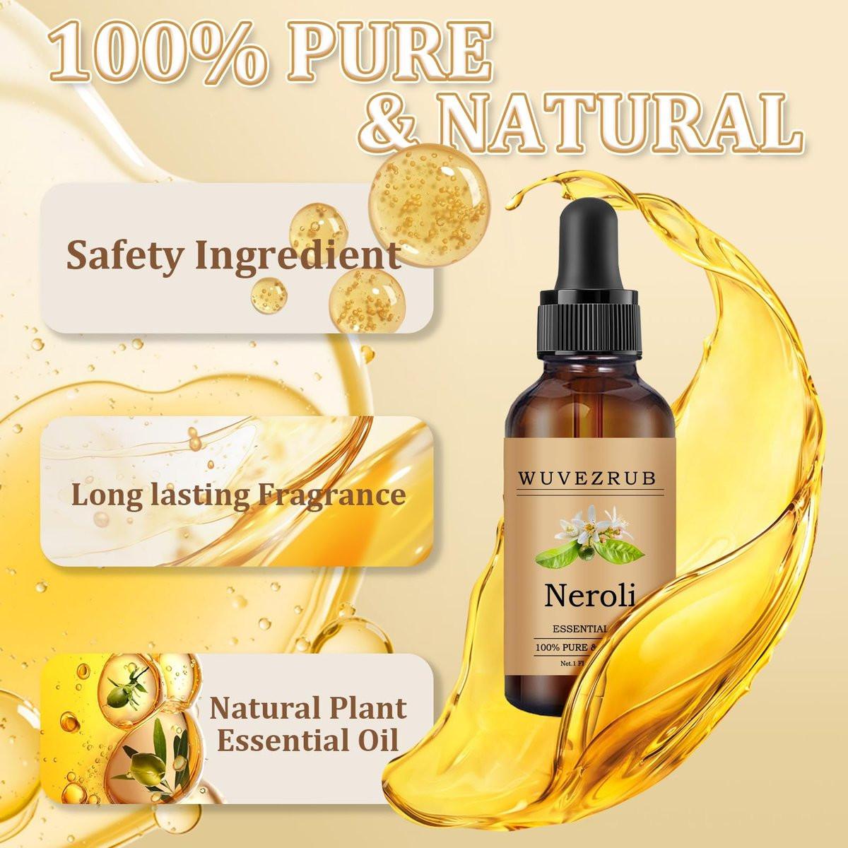 Wuvezrub Neroli Öl 30 ml – 100% reines und natürliches ätherisches Öl für Aromatherapie-Diffuser – 1 Fl Oz