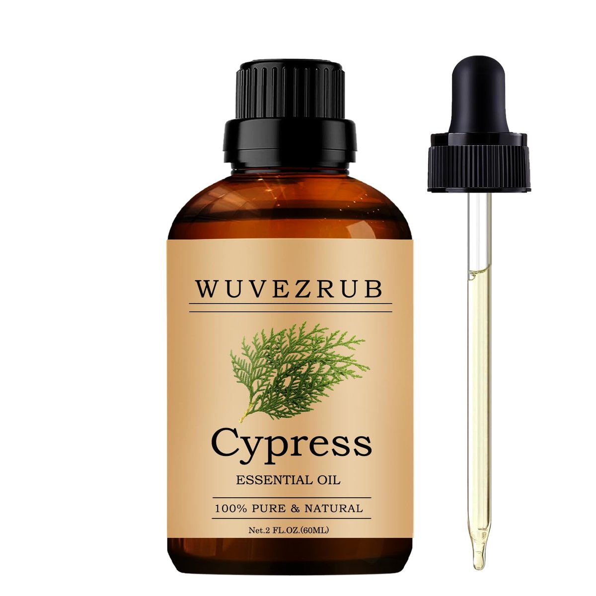 Wuvezrub Zypressenöl 60ml – Reines ätherisches Zypressenöl für Aromatherapie-Diffuser (2 Fl Oz)