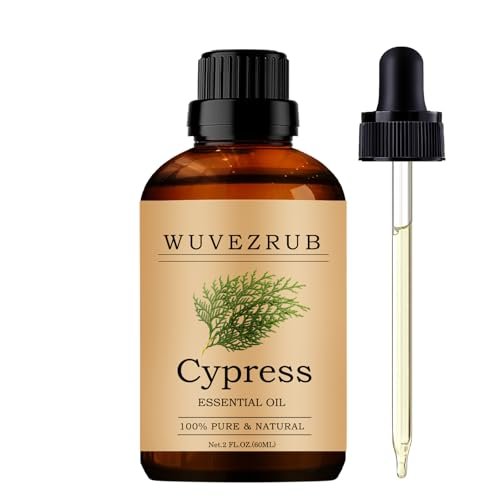 Wuvezrub Zypressenöl 60ml – Reines ätherisches Zypressenöl für Aromatherapie-Diffuser (2 Fl Oz)