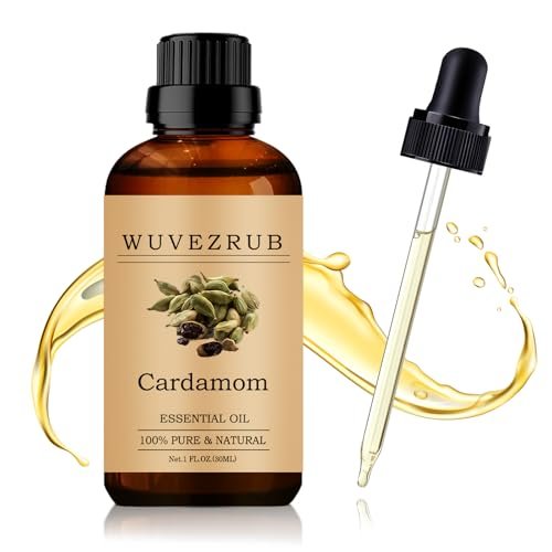 Wuvezrub Kardamom Ätherisches Öl 30 ml – 100 % reines und natürliches Öl für Aromatherapie-Diffuser – 1 Fl Oz