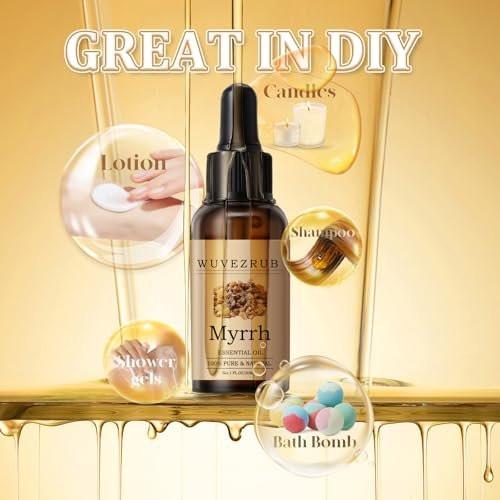 Wuvezrub Myrrhe Ätherisches Öl 30 ml – 100% reines und natürliches Öl für Aromatherapie-Diffuser – 1 Fl Oz/Myrrhe