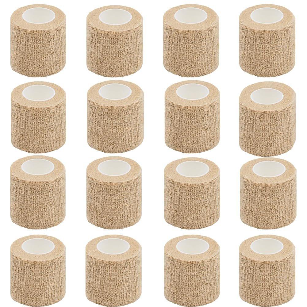 Clooflar 16er-Pack Selbstklebende elastische Bandage, 2" x 5 Yards, Beige, für Sport, Handgelenk, Knöchel und Tiere, Griffband
