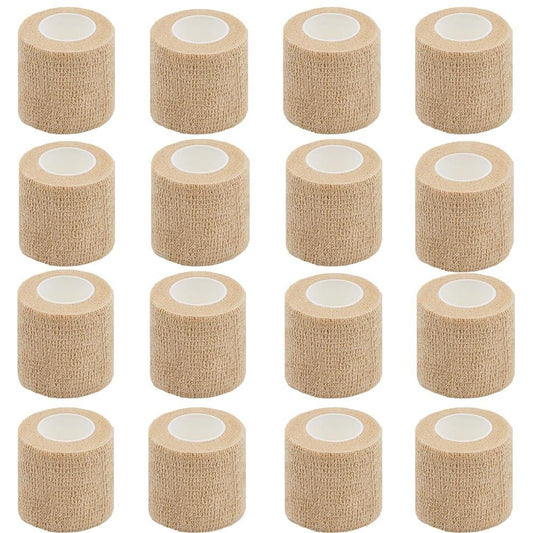 Clooflar 16er-Pack Selbstklebende elastische Bandage, 2" x 5 Yards, Beige, für Sport, Handgelenk, Knöchel und Tiere, Griffband