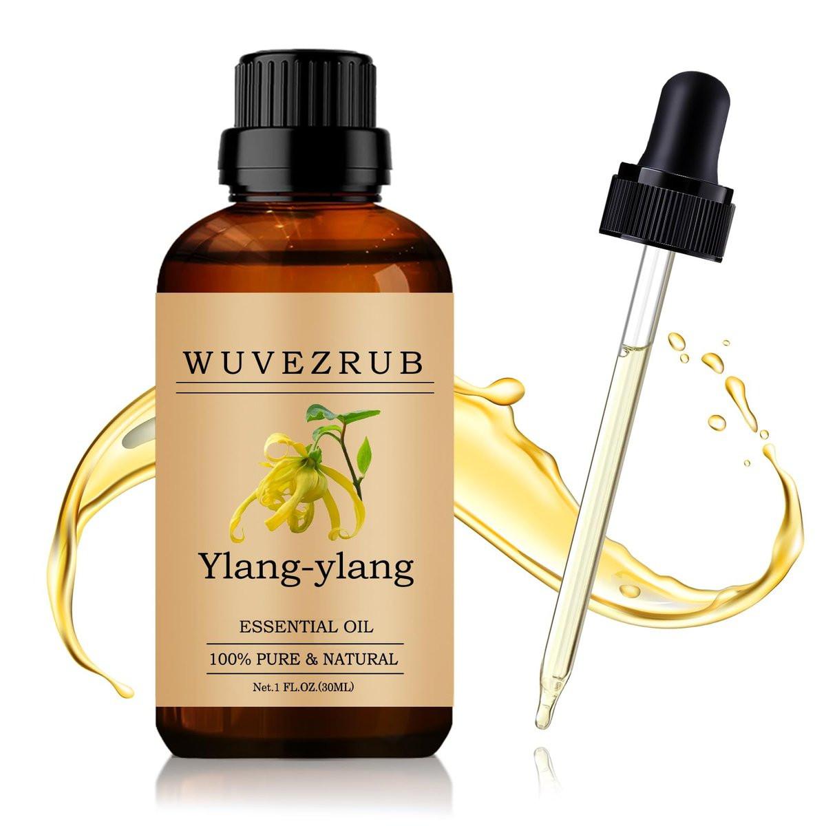 Wuvezrub Ylang-Ylang Ätherisches Öl 30 ml – 100 % reines und natürliches Öl für Aromatherapie-Diffuser – 1 Fl Oz/Ylang-Ylang