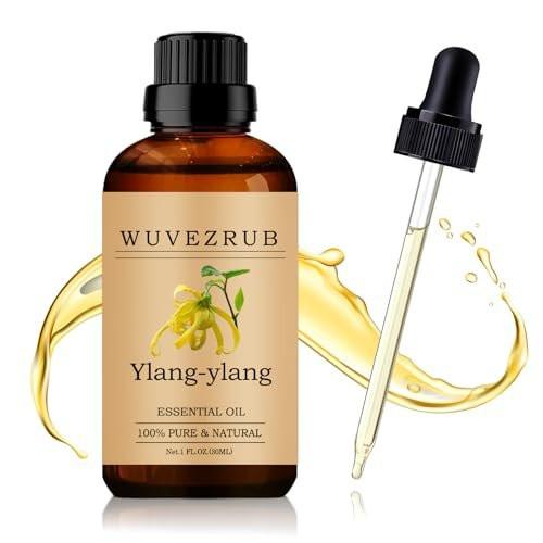 Wuvezrub Ylang-Ylang Ätherisches Öl 30 ml – 100 % reines und natürliches Öl für Aromatherapie-Diffuser – 1 Fl Oz/Ylang-Ylang