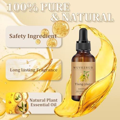 Wuvezrub Ylang-Ylang Ätherisches Öl 30 ml – 100 % reines und natürliches Öl für Aromatherapie-Diffuser – 1 Fl Oz/Ylang-Ylang