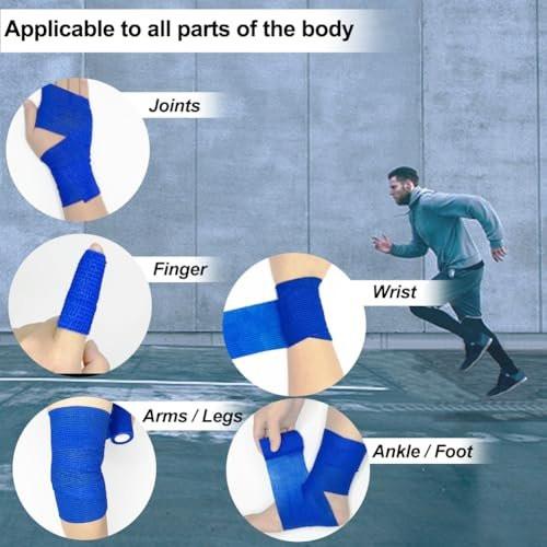 Clooflar 12er-Pack Selbstklebende Bandage, 3" x 5 Yards, Schwarz, Elastische Kohäsionsbandage für Sport, Handgelenk, Knöchel, Tierpflege, Griffband