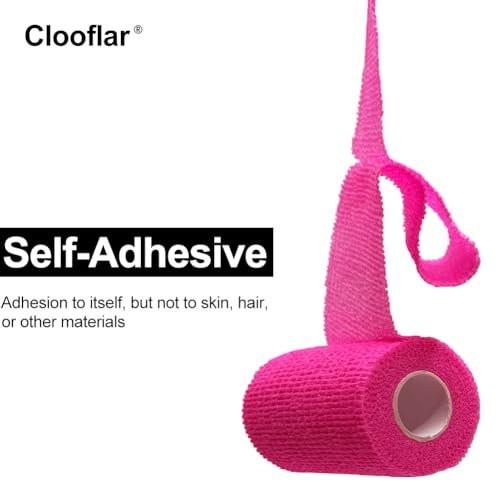 Clooflar 12er-Pack Selbstklebende Bandage, 3" x 5 Yards, Schwarz, Elastische Kohäsionsbandage für Sport, Handgelenk, Knöchel, Tierpflege, Griffband