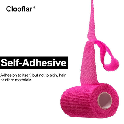Clooflar 12er-Pack Selbstklebende Bandage, 3" x 5 Yards, Schwarz, Elastische Kohäsionsbandage für Sport, Handgelenk, Knöchel, Tierpflege, Griffband