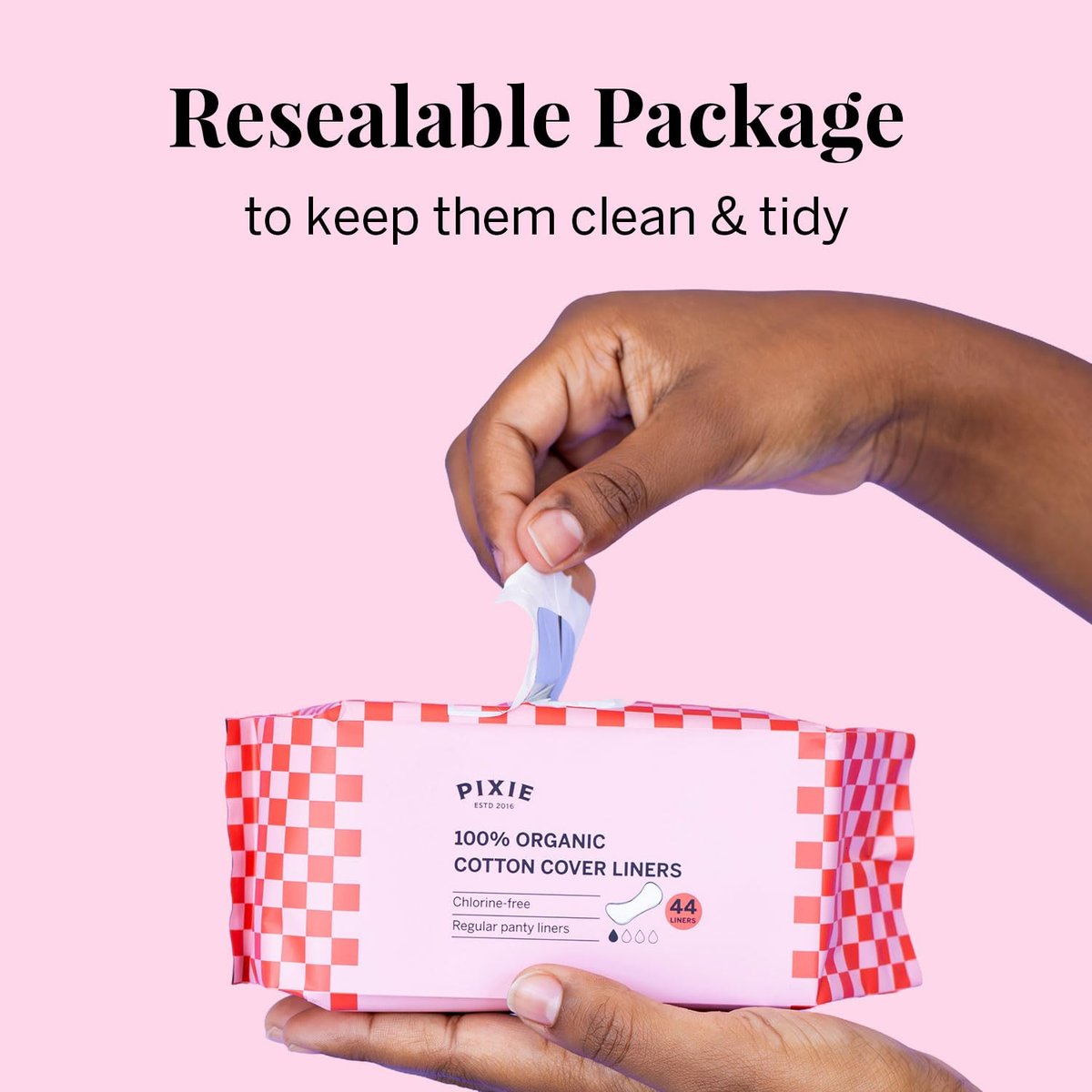 Pixie Bio-Baumwoll Slipeinlagen für Frauen – Reguläre, einzeln verpackte Pantyliner – Saugstark & ultra-dünn – Auslaufsicher, hypoallergen & unparfümiert – Kompostierbar – 44 Stück