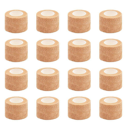 Clooflar 16er Pack Selbstklebende Bandage, 2,5 cm x 4,5 m, Beige, Elastische Kohäsivbandage für Sport, Handgelenk, Knöchel, Tierverband, Griffband