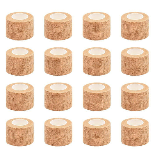 Clooflar 16er Pack Selbstklebende Bandage, 2,5 cm x 4,5 m, Beige, Elastische Kohäsivbandage für Sport, Handgelenk, Knöchel, Tierverband, Griffband