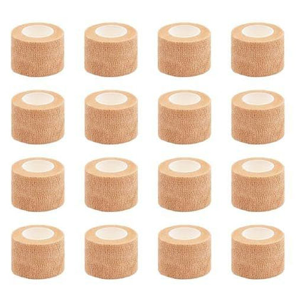 Clooflar 16er Pack Selbstklebende Bandage, 2,5 cm x 4,5 m, Beige, Elastische Kohäsivbandage für Sport, Handgelenk, Knöchel, Tierverband, Griffband