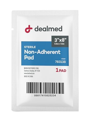 Dealmed Sterile Nicht-Haftende Mullkompressen 3" x 8" – Saugfähige & Nicht-Klebende Wundauflage, Schmerzfreier Verbandwechsel, Einzeln Verpackt (Box mit 50)