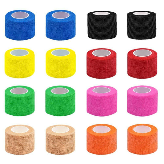 Clooflar 16er Pack Selbstklebende Bandage, 1" x 5 Yards, Mehrfarbig, Elastische Kohäsivbandage für Sport, Handgelenk, Knöchel, Tierpflege, Grifftape