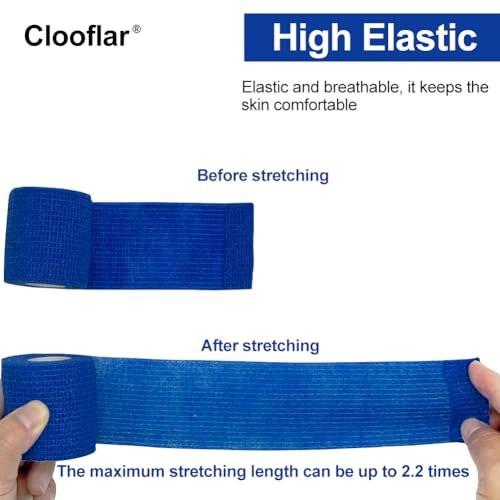 Clooflar 16er Pack Selbstklebende Bandage, 1" x 5 Yards, Mehrfarbig, Elastische Kohäsivbandage für Sport, Handgelenk, Knöchel, Tierpflege, Grifftape