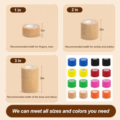 Clooflar 16er-Pack Selbstklebende elastische Bandage, 2" x 5 Yards Schwarz – Sportbandage für Handgelenk, Knöchel und Tierpflege, Griffband