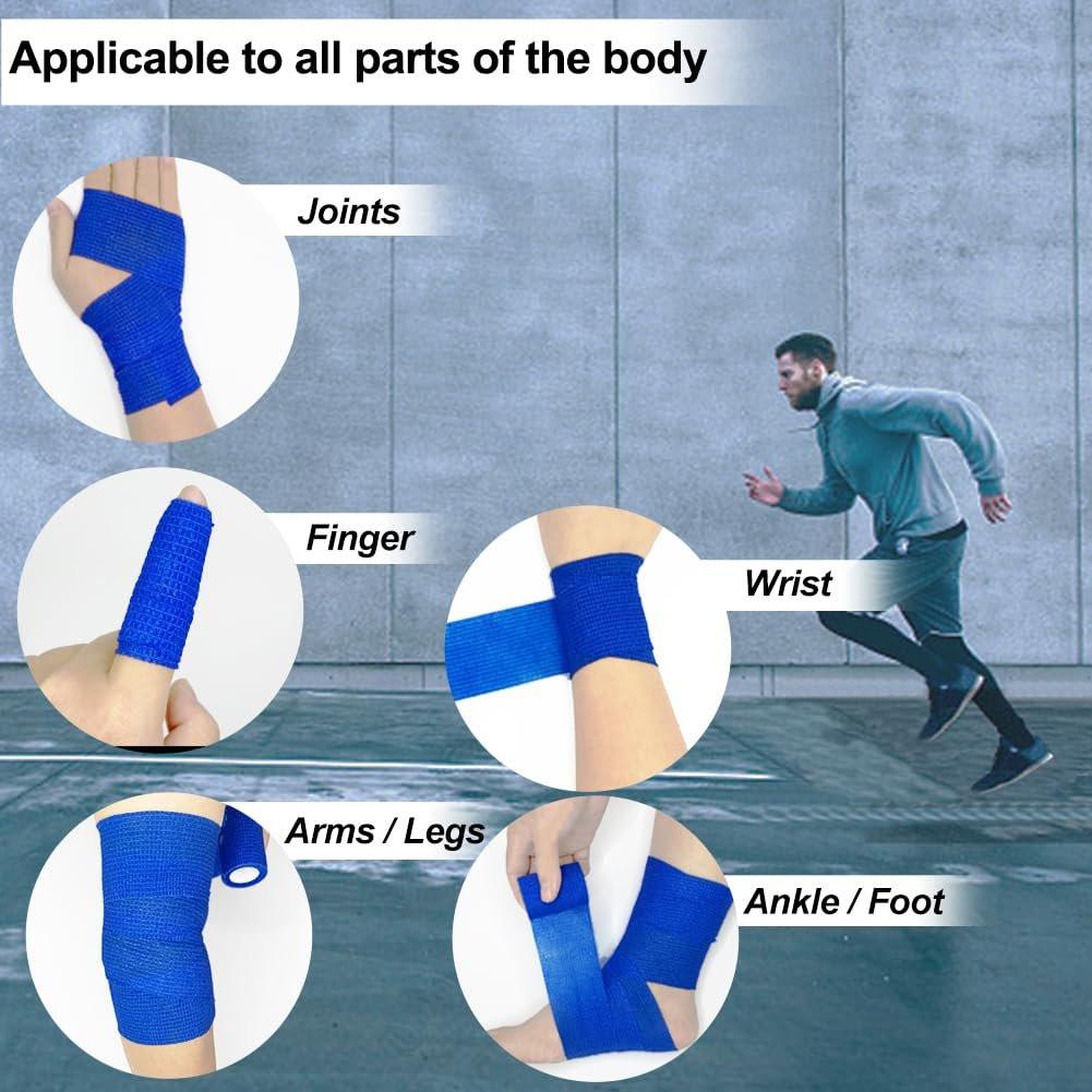 Clooflar 16er Pack Selbstklebende Bandage, 1" x 5 Yards, Mehrfarbig, Elastische Kohäsivbandage für Sport, Handgelenk, Knöchel, Tierpflege, Grifftape