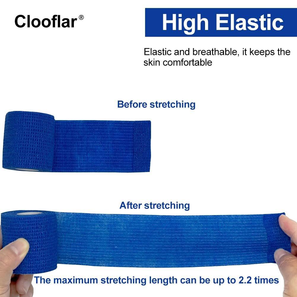 Clooflar 16er Pack Selbstklebende Bandage, 1" x 5 Yards, Mehrfarbig, Elastische Kohäsivbandage für Sport, Handgelenk, Knöchel, Tierpflege, Grifftape