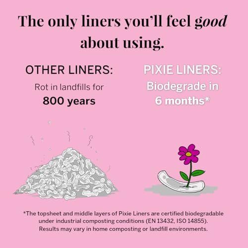 Pixie Bio-Baumwoll Slipeinlagen für Frauen - Reguläre, gewickelte Slipeinlagen - Leichte Saugfähigkeit & hauchdünn - Auslaufsicher, hypoallergen & parfümfrei - kompostierbar - 88 Stück
