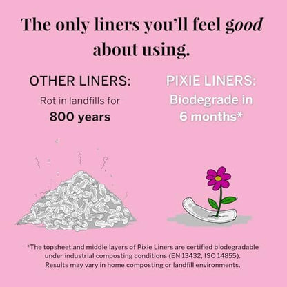 Pixie Bio-Baumwoll Slipeinlagen für Frauen - Reguläre, gewickelte Slipeinlagen - Leichte Saugfähigkeit & hauchdünn - Auslaufsicher, hypoallergen & parfümfrei - kompostierbar - 88 Stück