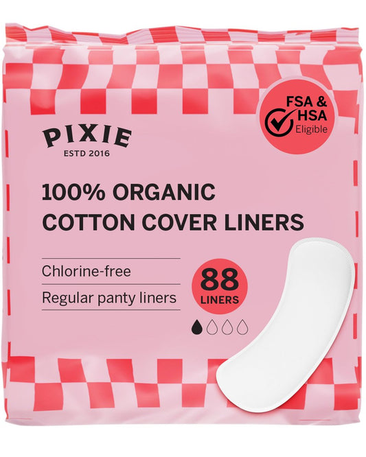 Pixie Bio-Baumwoll Slipeinlagen für Frauen - Reguläre, gewickelte Slipeinlagen - Leichte Saugfähigkeit & hauchdünn - Auslaufsicher, hypoallergen & parfümfrei - kompostierbar - 88 Stück