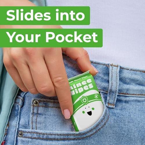 Impossibly Compact Travel Antibacterial Wipes Hand Sanitizer - 99% Wasser und Aloe - Sicher für empfindliche Haut & hypoallergene Handtücher - Reiseutensilien für Erwachsene & Kinder, 10er Pack insgesamt 60 Tücher