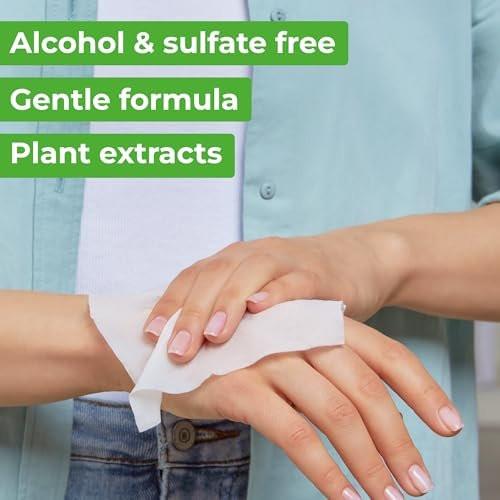 Impossibly Compact Travel Antibacterial Wipes Hand Sanitizer - 99% Wasser und Aloe - Sicher für empfindliche Haut & hypoallergene Handtücher - Reiseutensilien für Erwachsene & Kinder, 10er Pack insgesamt 60 Tücher