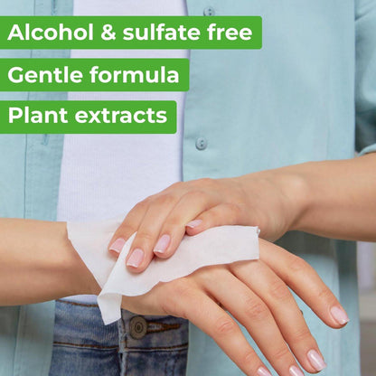 Impossibly Compact Travel Antibacterial Wipes Hand Sanitizer - 99% Wasser und Aloe - Sicher für empfindliche Haut & hypoallergene Handtücher - Reiseutensilien für Erwachsene & Kinder, 10er Pack insgesamt 60 Tücher