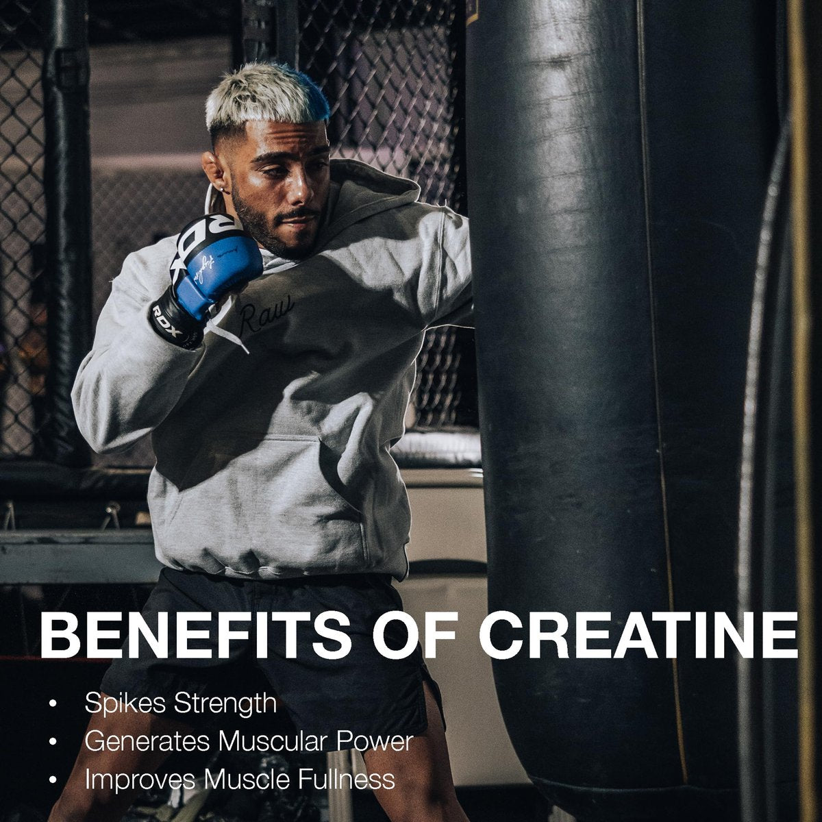 RAW Nutrition Creatin-Monohydrat-Pulver, Fruchtpunsch (30 Portionen) - Mikronisiertes Creatin-Monohydrat für Trainingsleistung, Muskelaufbau & Kraft - Creatin-Pulver für Männer & Frauen