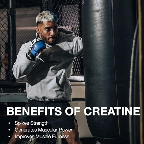 RAW Nutrition Creatin-Monohydrat-Pulver, Fruchtpunsch (30 Portionen) - Mikronisiertes Creatin-Monohydrat für Trainingsleistung, Muskelaufbau & Kraft - Creatin-Pulver für Männer & Frauen
