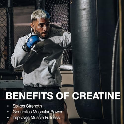 RAW Nutrition Creatin-Monohydrat-Pulver, Fruchtpunsch (30 Portionen) - Mikronisiertes Creatin-Monohydrat für Trainingsleistung, Muskelaufbau & Kraft - Creatin-Pulver für Männer & Frauen