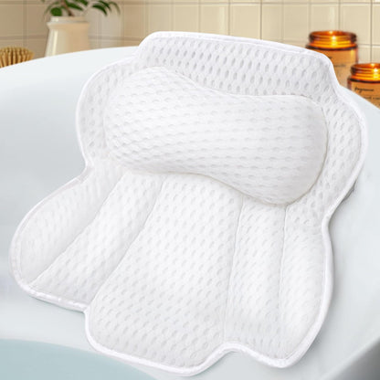 Badekissen für die Badewanne – Ergonomisches Badewannenkissen für Kopf-, Nacken- und Rückenstütze, weiches Spa-Kissen waschbar mit 4D-Netz und rutschfesten Saugnäpfen, entspannende Badewannen-Accessoires & Spa-Geschenke für Frauen und Männer