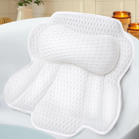 Badekissen für die Badewanne – Ergonomisches Badewannenkissen für Kopf-, Nacken- und Rückenstütze, weiches Spa-Kissen waschbar mit 4D-Netz und rutschfesten Saugnäpfen, entspannende Badewannen-Accessoires & Spa-Geschenke für Frauen und Männer