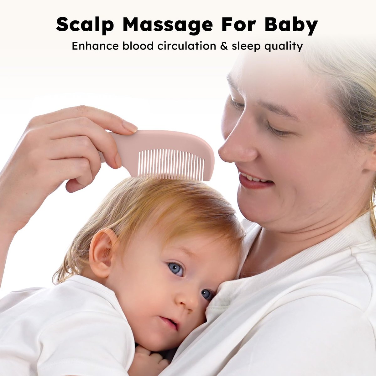 Yoofoss 4-teiliges Babyhaarbürsten- und Kamm-Set – Holzhaarbürste mit natürlicher, ultraweicher Ziegenhaarborste, Babykamm-Set für Jungen und Mädchen – Rosa