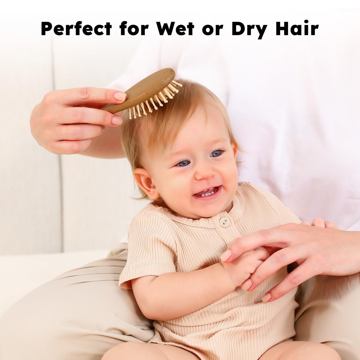 Yoofoss 4-teiliges Babyhaarbürsten- und Kamm-Set aus Walnussholz mit natürlicher, ultraweicher Ziegenhaarbürste für Jungen und Mädchen