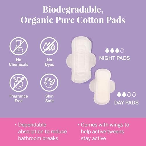 Pixie Erstes Perioden-Set für Mädchen 9-12 – Beste Bio-Baumwoll-Teen Binden mit Flügeln – Perioden-Tracking-Armband & diskrete Umhängetasche – Tween-Starterkit & Hygiene-Essentials für unterwegs