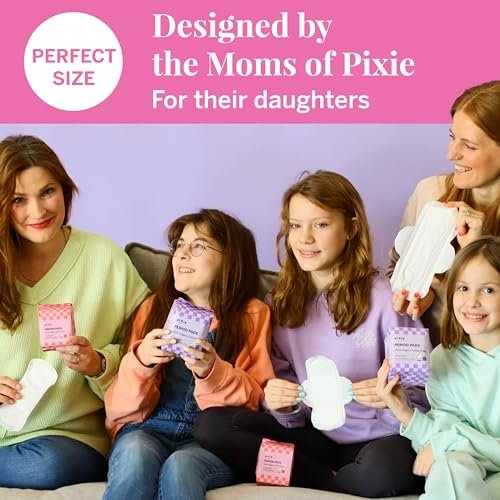 Pixie Erstes Perioden-Set für Mädchen 9-12 – Beste Bio-Baumwoll-Teen Binden mit Flügeln – Perioden-Tracking-Armband & diskrete Umhängetasche – Tween-Starterkit & Hygiene-Essentials für unterwegs